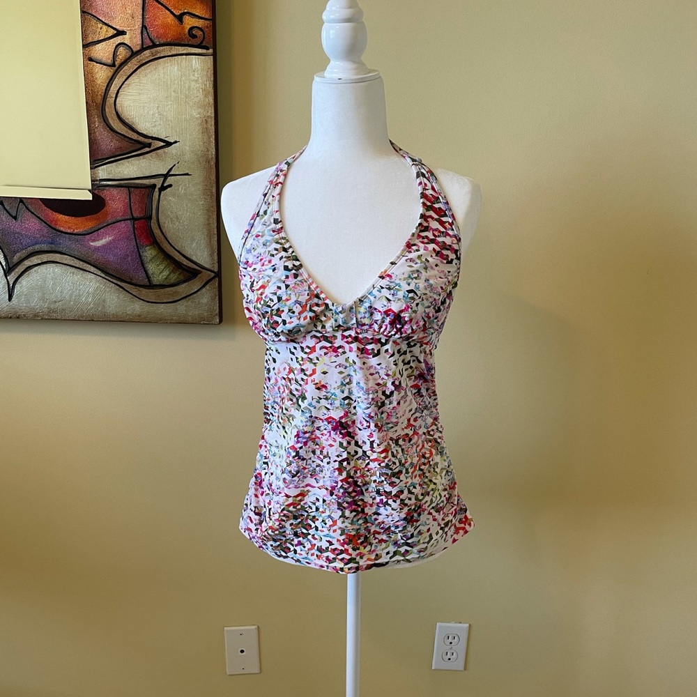 Athleta Tankini 2 piece set. Multi Color, size M/L